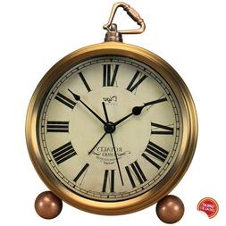 Small Antique Clock Vintage Desk Roman Mini Silent Non Ticki