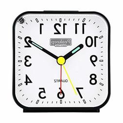 Peakeep Small Battery Operated Analog Travel Alarm Clock Sil