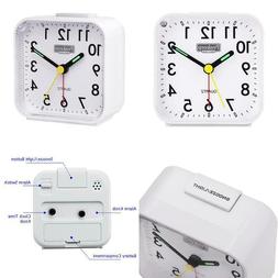 Peakeep Small Battery Operated Analog Travel Alarm Clock Sil