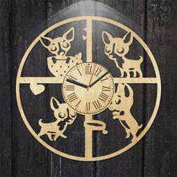 Small Dogs Art wooden Wall clock Modern Animal birthday gift