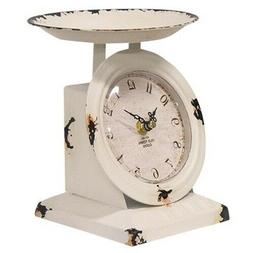 Small Kitchen Scale Clock White Distressed Metal Farmhouse D