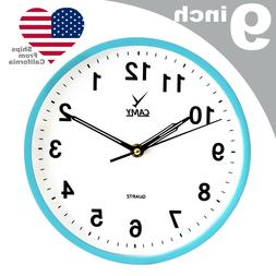 CAMY Small Wall Clock, 9 Inch Silent Non Ticking -Round Easy