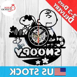 Snoopy Peanuts Cartoon Vinyl Record Wall Clock Baby Nursery 