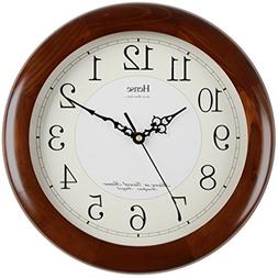 HENSE 13-inch Wood Wall Clock Decorative for Living Room Mod