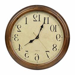 16-Inch Solid Wood Silent Non-Ticking Battery Operated Decor