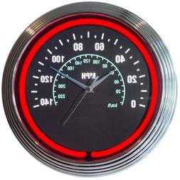 Speedometer Car Garage Neon Clock 15"x15"