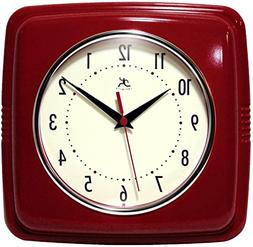 Square Clock Red Battery Powered For Indoor Vintage Decor Li