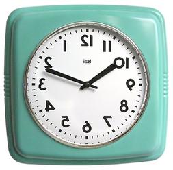 BAI Square Retro Wall Clock, Turquoise