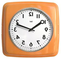 BAI Square Retro Wall Clock, Orange