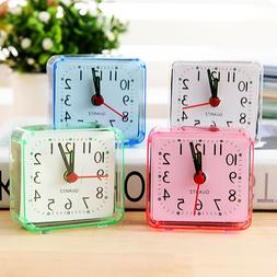 Square Small Bed Compact Travel Quartz Beep Alarm Clock Cute