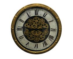 Vintage Steampunk Style Gold and Black Skeleton Wall Clock w