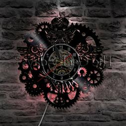 Steampunk Owl Gears and Cogs Wall Clock Mechanical Fish Viny