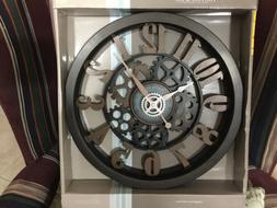 Steampunk Style Wall Clock With Gears Bronze Finish Large Nu