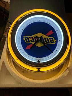 Sunoco Gasoline Double Neon Wall Clock Great For Garage Man 