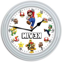 Super Mario PERSONALIZED Wall Clock - Video Game Room Kids B