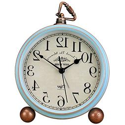 Justup Table Clock, Vintage Non-Ticking Table Desk Alarm Clo