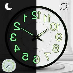 12 Inch Luminous Glow Wall Clock Silent Dark Quartz Classic 