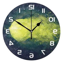 Dozili Sport Tennis Decorative Wooden Round Wall Clock Arabi