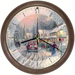 NEW Thomas Kinkade Christmas Village Musical Wall Clock - Ho