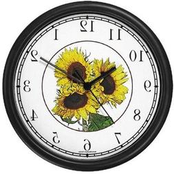 Three Sun Flowers / Sunflowers Wall Clock by WatchBuddy Time