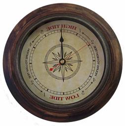 TIDE CLOCK Antique Compass #546 Rustic Wood 9 inch frame tel