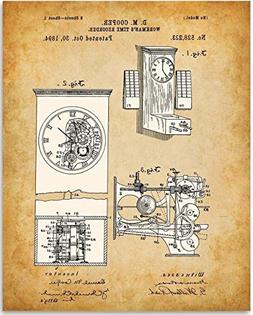 Timeclock - 11x14 Unframed Patent Print - Great Office Decor