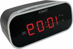 Timex T121B Alarm Clock with 0.7in Red Display Black Travel 