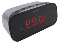 Timex T121S Alarm Clock with 0.7in Red Display Silver Travel