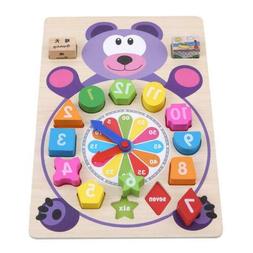 Toy Clock Educational Colorful Wooden Clock for Toddlers Bab