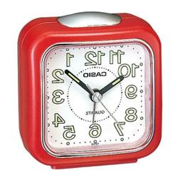 Casio #TQ-142-4 Table Top Travel with Light Alarm Clock Red