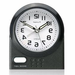 Travel Alarm Clock Plumeet Non Ticking Analog with Snooze an