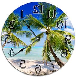 Sugar Vine Art 10.5" Beautiful Tropical Beach Clock - Large 