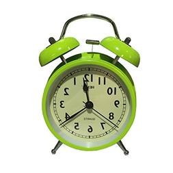 Hense 4.5" Twin Bell Analog Alarm Clock Non Ticking Silent S