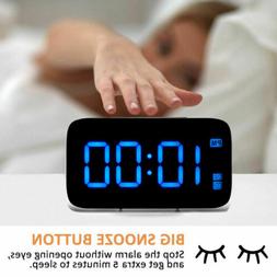 Digital Alarm Clock with Snooze Large LED Display Battery Po