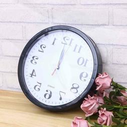 US Non Ticking Wall Clock 9 Inch Round Silent Quartz Battery