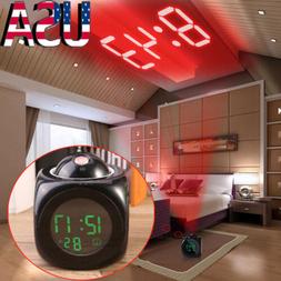 US Voice LCD Screen Alarm Digital Clock Time Wall Ceiling Pr