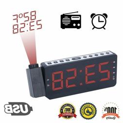 USB 7 Inch Led Digital Projection Alarm Clock Radio with Lar