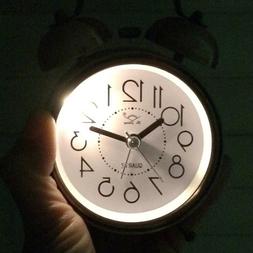Vintage Alarm Clock Night Led Light Bell Battery Operated Be