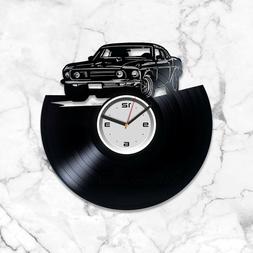Vintage Car Vinyl Wall Art Large Clock Gift For Men Living R