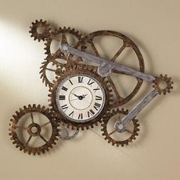 For Walls Industrial Wall Clock With Gears European Retro 3d