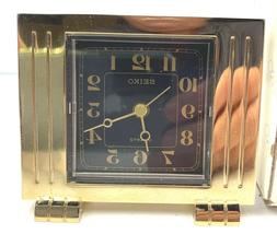 Seiko Vintage Desk Table Alarm Clock QXE701FC Brass new old 