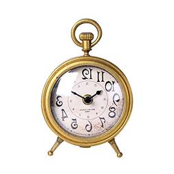 NIKKY HOME Vintage Metal Table Clock with Pocket Watch Shape