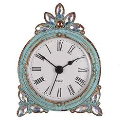 NIKKY HOME Vintage Pewter Quartz Table Clock with Crystal Sh