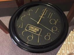 Vintage Seiko Quartz Wall Clock Black Gold New In Box Japan 