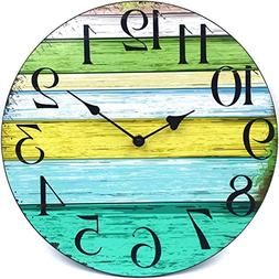 12" Vintage Shabby Beach Weathered Beachy Boards Clock Nauti