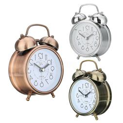 Vintage Silent Alarm Clock Loud Twin Bell Mute Quartz Analog