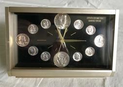 Vintage Silver Coin Clock by Marion Kay 1964 Works!