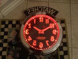 Vintage style 22 inch neon wall clock  glo dial clock Curtis
