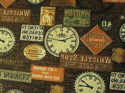 Train Posters Brown Cotton Fabric Bthy
