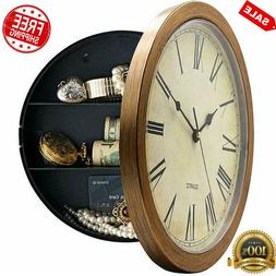 Vintage Wall Clock with Hidden Safe Box 3 shelfs 10'' Retro 